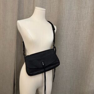 Rebecca Minkoff Black Pebbled Leather Crossbody with Tassel